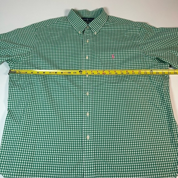 Ralph Lauren Classic Mens Green Gingham Check Button Up Short Sleeve Shirt XXL - Picture 2 of 8